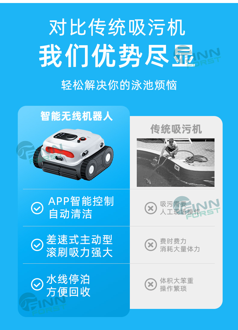 智能无线泳池清洁机器人